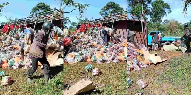 Truck soft drinks falls