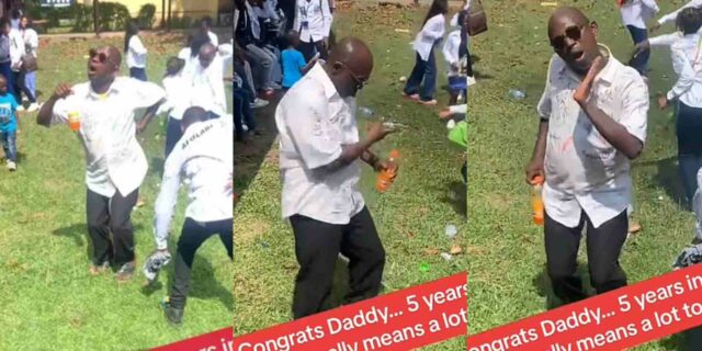 Father graduates university