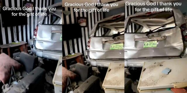 House occupants sitting room car crashes