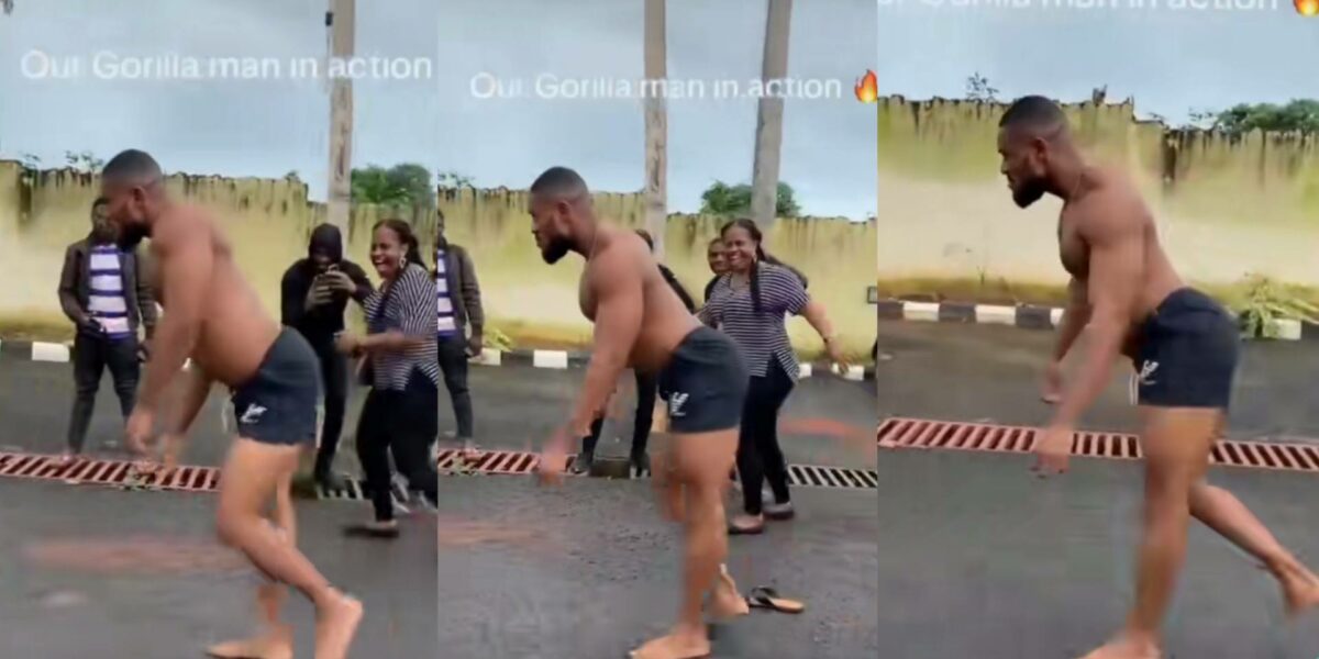 Gorilla-like walks man