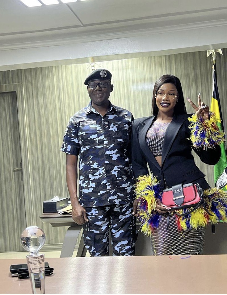Tacha responds to criticism over outfit during meeting with Lagos State commissioner of police