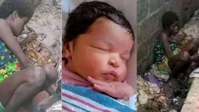 Woman gave birth baby boy drainage