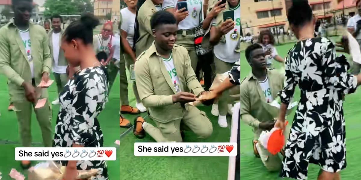 corps member proposes girlfriend sprays money passing out parade