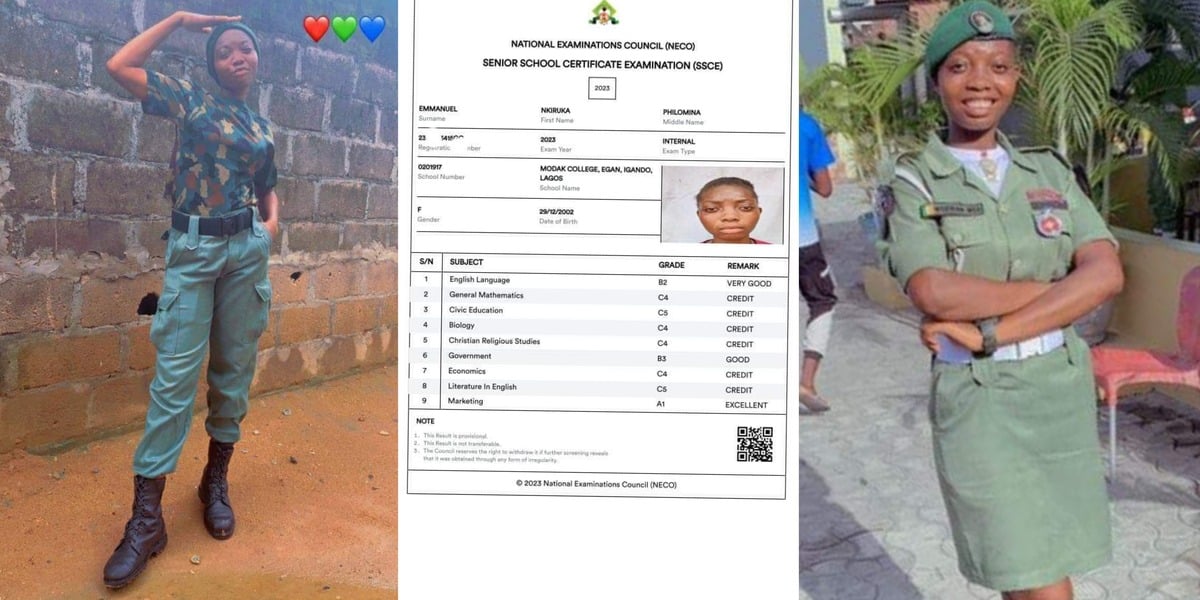 Nigerian army aspirant lady NECO