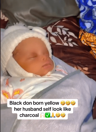 "The father is even way darker" - Dark-skinned parents cause buzz as they give birth to a very fair baby