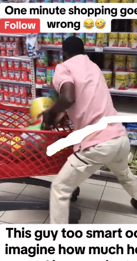 "Hunger na your mate" - Moment young man is given 1-minute free shopping spree