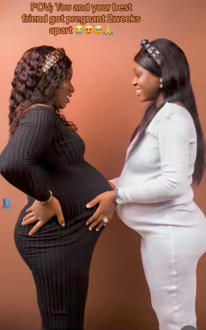 "Aren't they twins" – Lady celebrates as she and her best friend become pregnant at same time