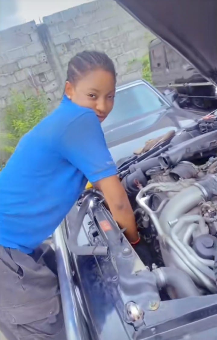 Pretty lady mechanic 