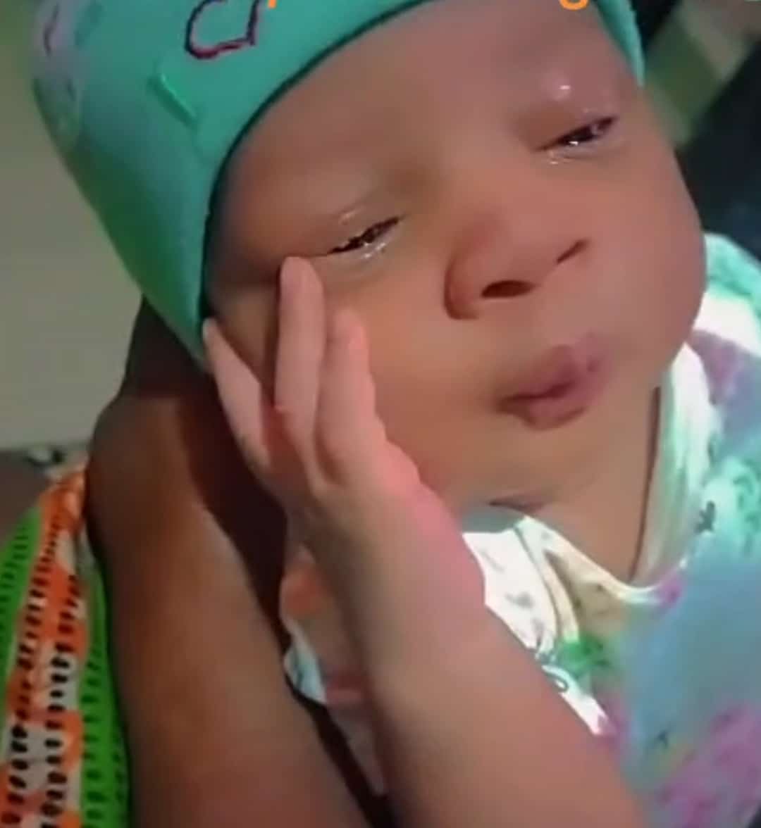 Baby thoughtful appearance 1 week