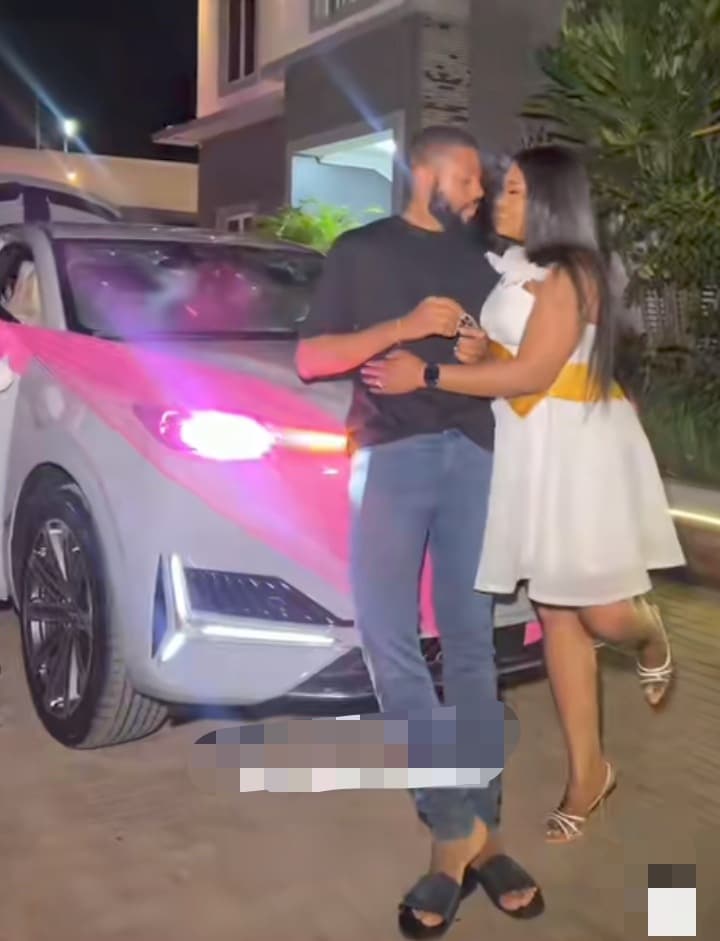 Groom bride car bridal party