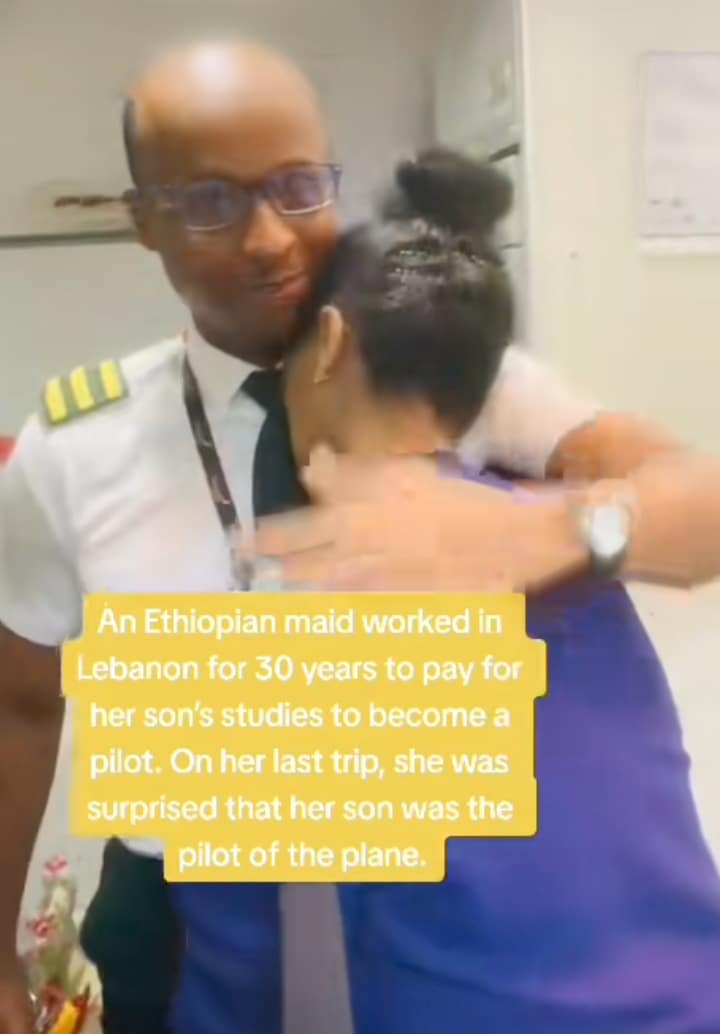 Ethiopian maid who worked for 30 years to sponsor son's studies, breaks in tears as he flies home