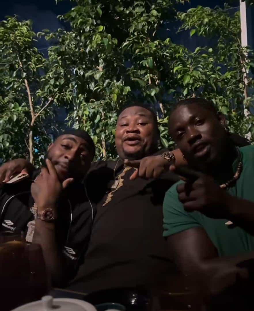 VeryDarkMan over the moon as he chills with Davido and Cubana Chief Priest