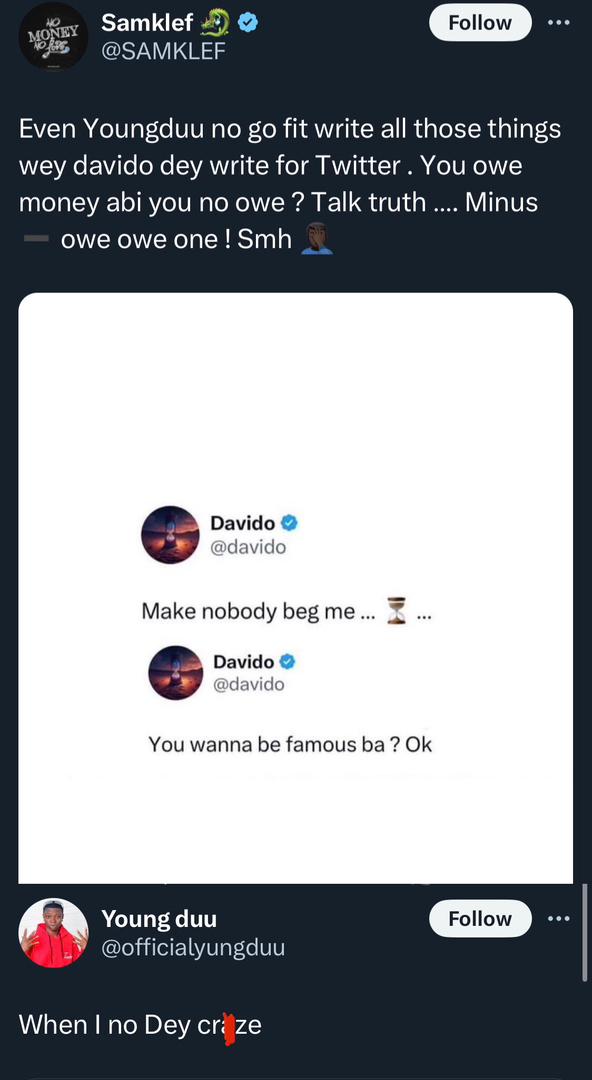Yung Duu mocks Davido amidst clash with Dammy Krane