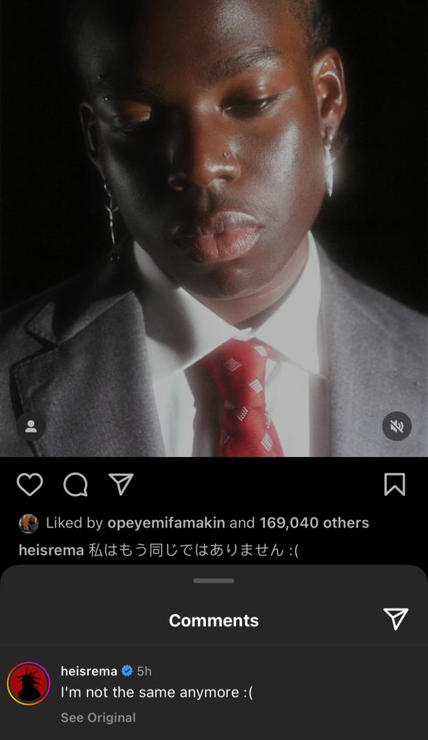 "I'm not the same anymore" - Rema pens cryptic note, shares concerning photo