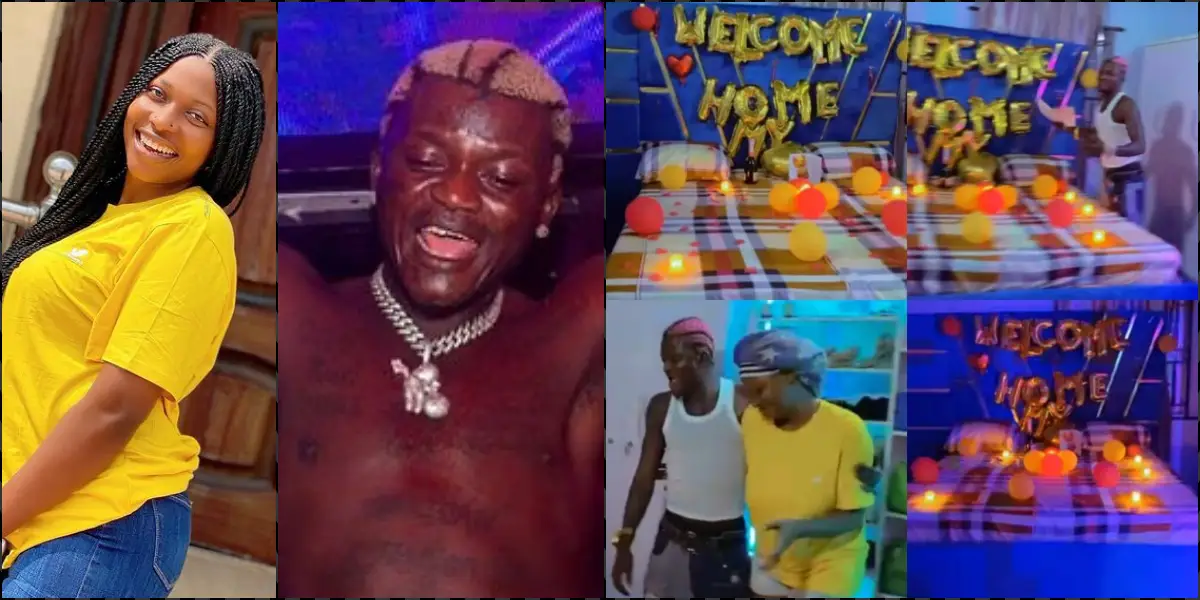 Portable's baby mama, Ashabi Simple welcome him home in grand style