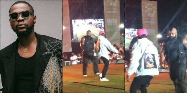 Moment Kizz Daniel's bouncer throws fan off stage