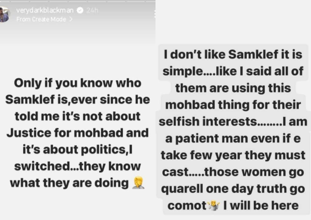 "They will quarrel one day, truth go comot" - VeryDarkMan sides Samklef, shades Iyabo Ojo, Tonto Dikeh