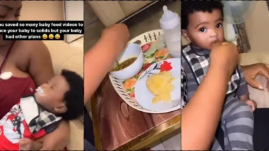 Mother shocked as child rejects baby food but prefers swallow and soup