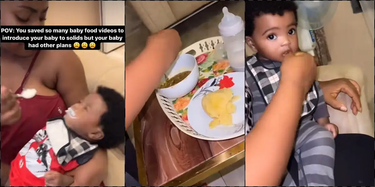 Mother shocked as child rejects baby food but prefers swallow and soup