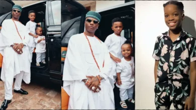 Outrage as Wizkid strikes a pose with his children without Bolu