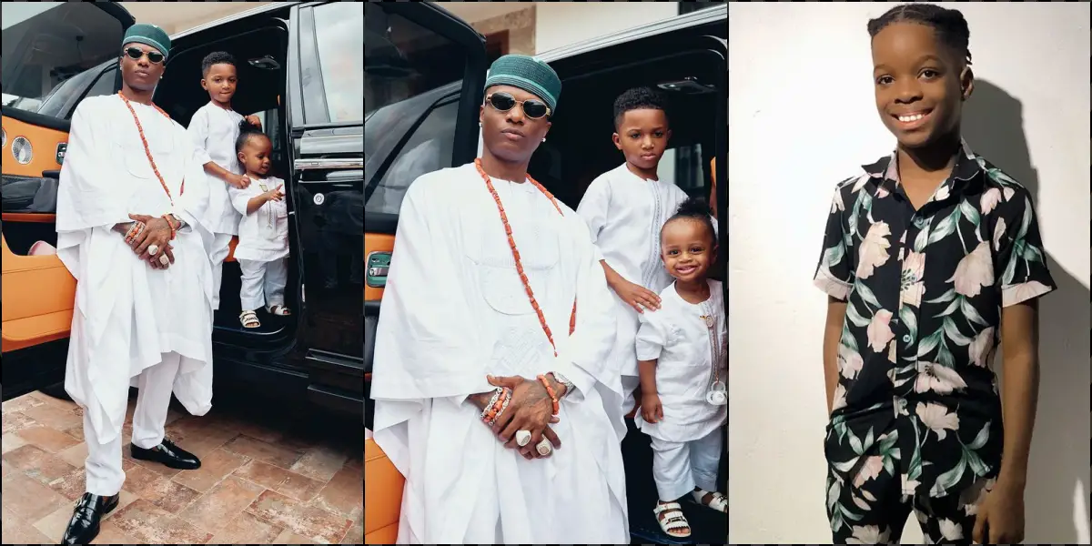 Outrage as Wizkid strikes a pose with his children without Bolu