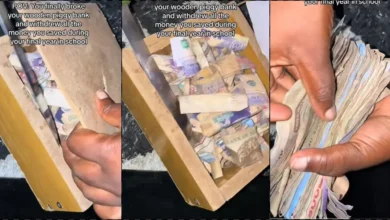 Lady unveils huge cash in her piggy bank during final year in school
