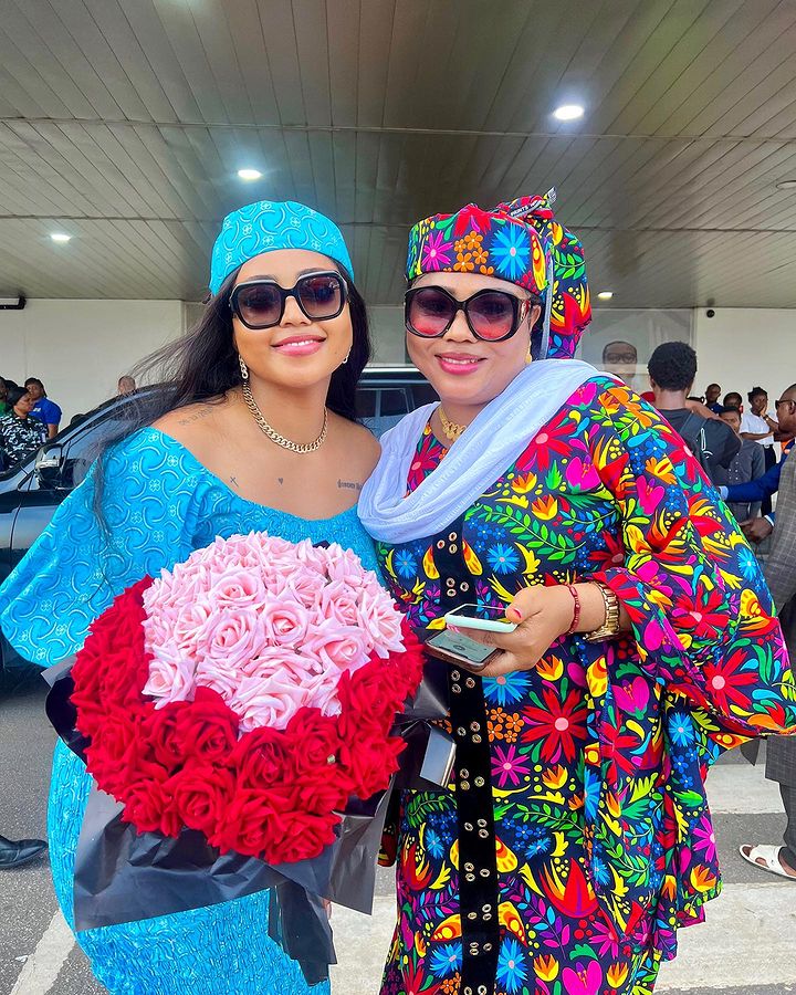 Regina Daniels alongside her mother, Rita Daniels