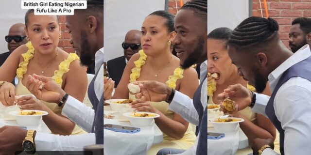 british lady eating fufu