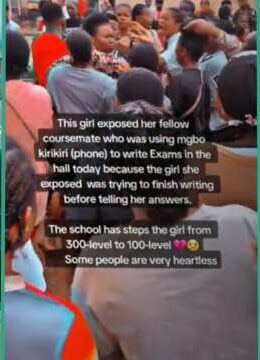 Students almost beat lady for reporting colleague for using phone in exam hall