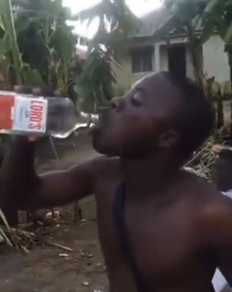 “He will need another Liver soon” — Reactions as man drinks one bottle of alcoholic drink, Lord’s gin at once