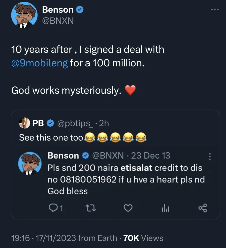 From grace to grass: Bnxn share how he got multi-million Naira deal with 9Mobile after publicly begging for airtime before 