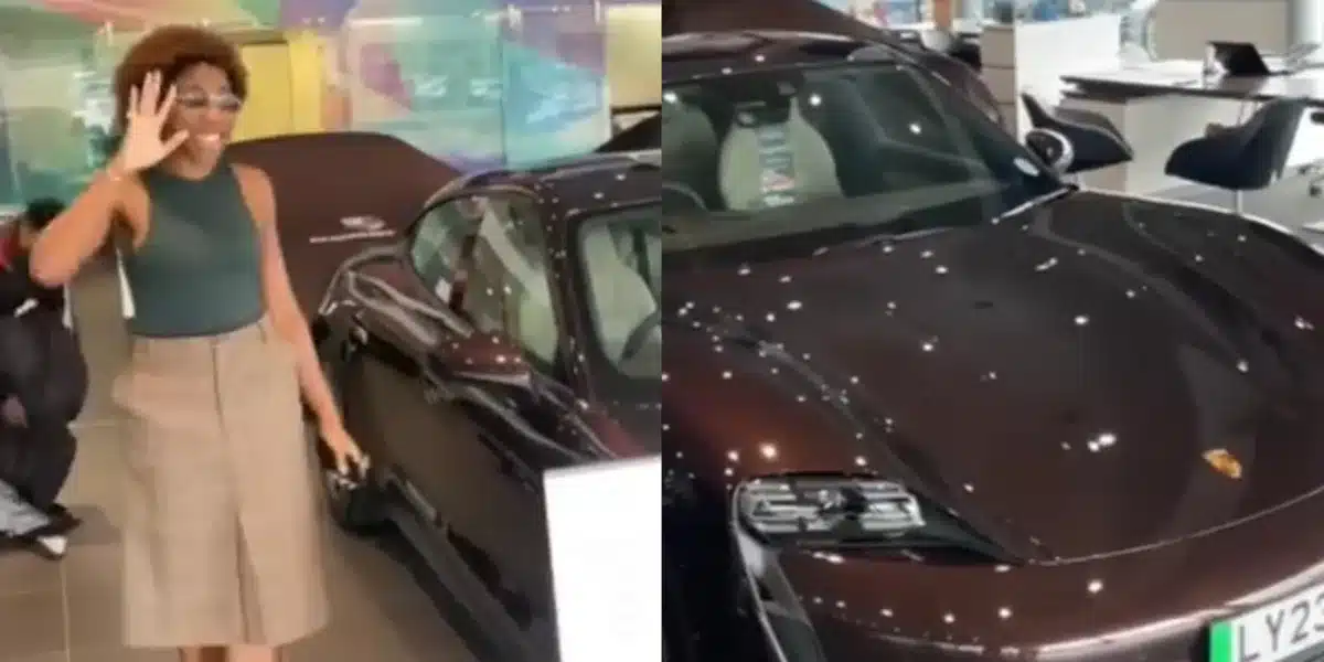 Burna Boy’s sister, Nissi makes big girl purchase, gets 2024 Porsche Taycan worth over $100,000