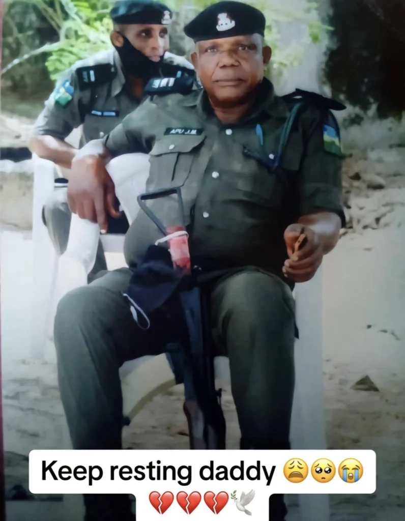 “He no go rest in peace” — Nigerians rage as young girl posts her late father who was a Policeman