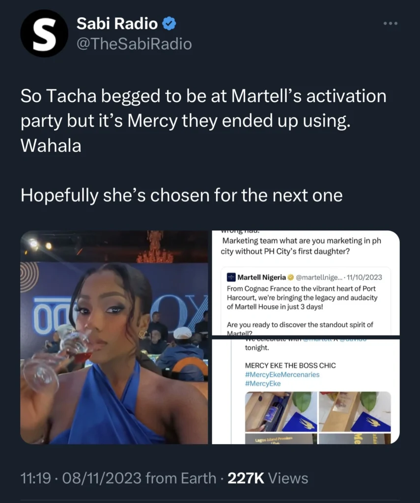 Martell snubs Tacha after she reached out to them, wanting to be an ambassador for their activation party, stick with Mercy Eke instead