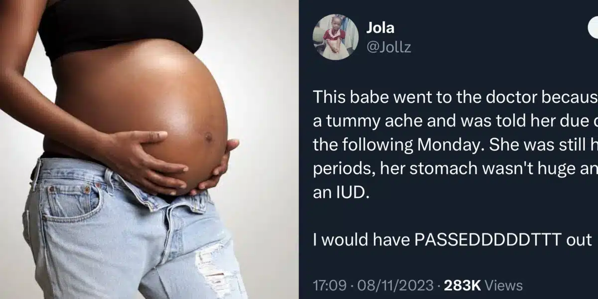 Lady receives shock of her life, goes to hospital for stomach ache, receives due date for her baby