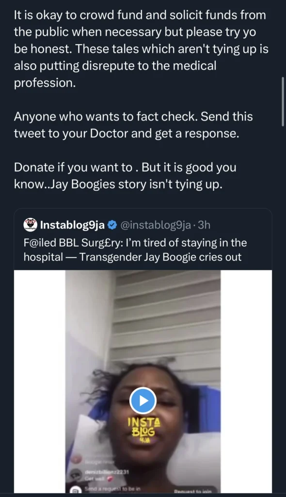 Medical doctor calls out Jay Boogie for lying about medical condition to garner public sympathy and funds