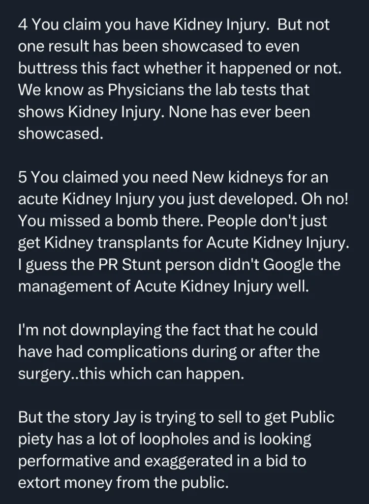 Medical doctor calls out Jay Boogie for lying about medical condition to garner public sympathy and funds 