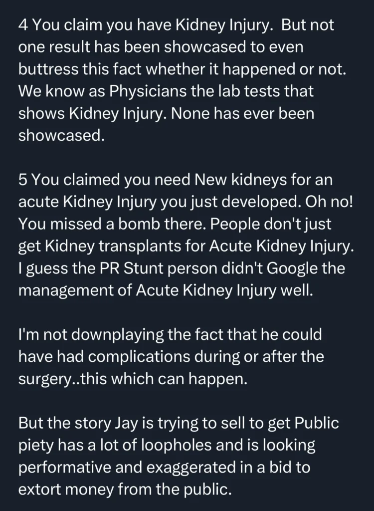 Medical doctor calls out Jay Boogie for lying about medical condition to garner public sympathy and funds