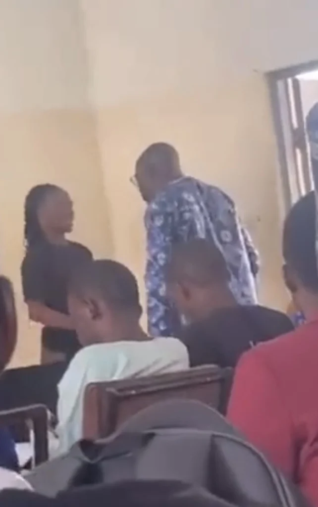 “This is assault” — Nigerians react as OAU lecturer goes physical with his student, punches him 