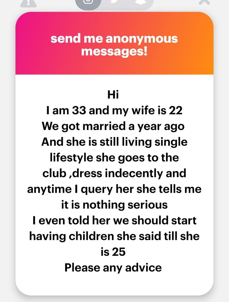 "She's still living single life" - 33-yr-old man seeks advice as 22-yr-old wife refuse to get pregnant