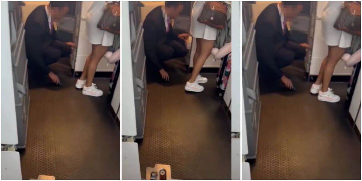 Video shows male flight attendant upskirting a woman as she boarded plane