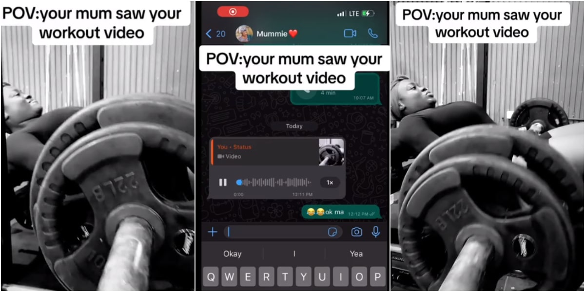 "You're placing such weight on your womb?" - Lady sends her workout video to her mum, her response causes buzz