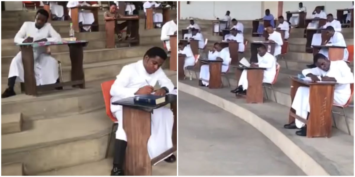 Video shows reverend fathers writing examination, hall arrangement shocks many