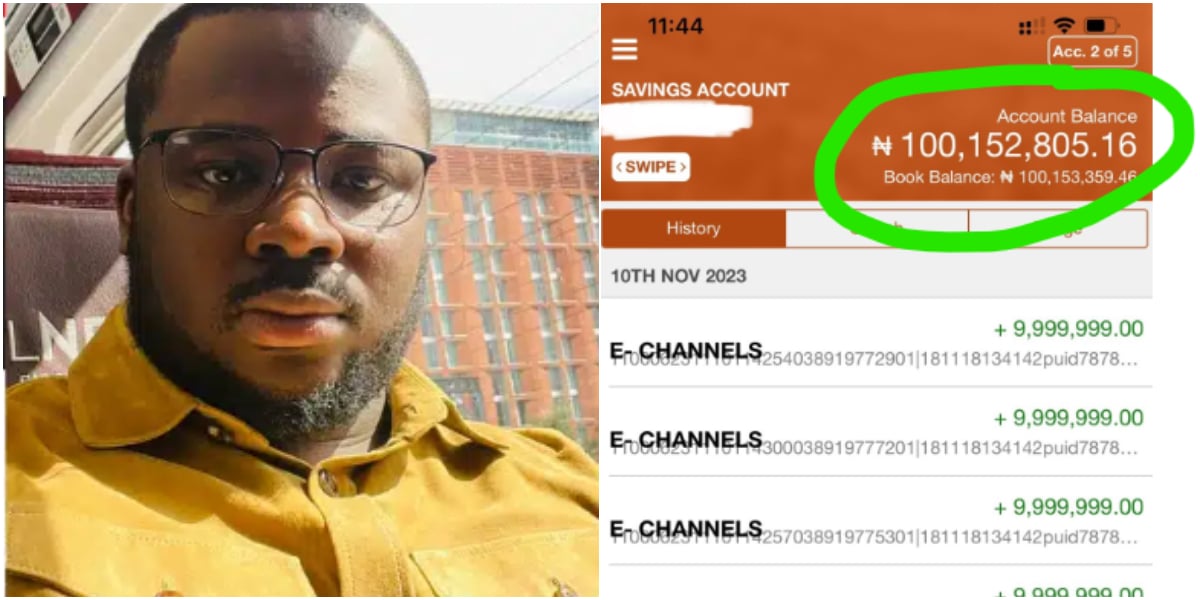 "The money don land" - Man who won N102 million from sports betting shows proof of money in his bank account
