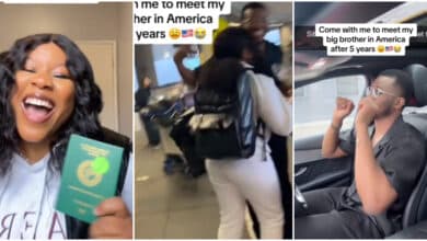 "After 5 years" - Nigerian lady over the moon as she relocates to America to reunite with brother after years of separation