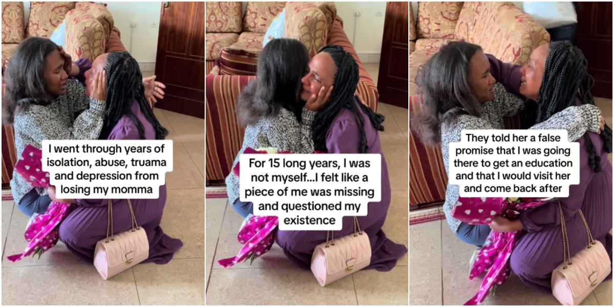 "After years of trauma" - Lady weeps tears of joy as she finally reunites with her biological family after 15 years of separation