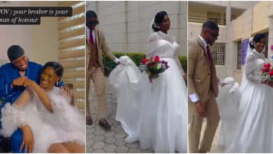 Lady causes buzz as she uses her brother as her 'Man of Honour' at her wedding