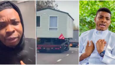 “Is it possible to travel with house”– Woli Agba in shock as he sees Caravan carrying house