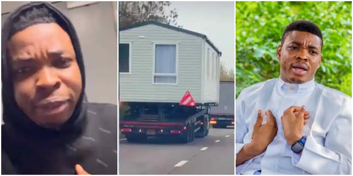 “Is it possible to travel with house”– Woli Agba in shock as he sees Caravan carrying house