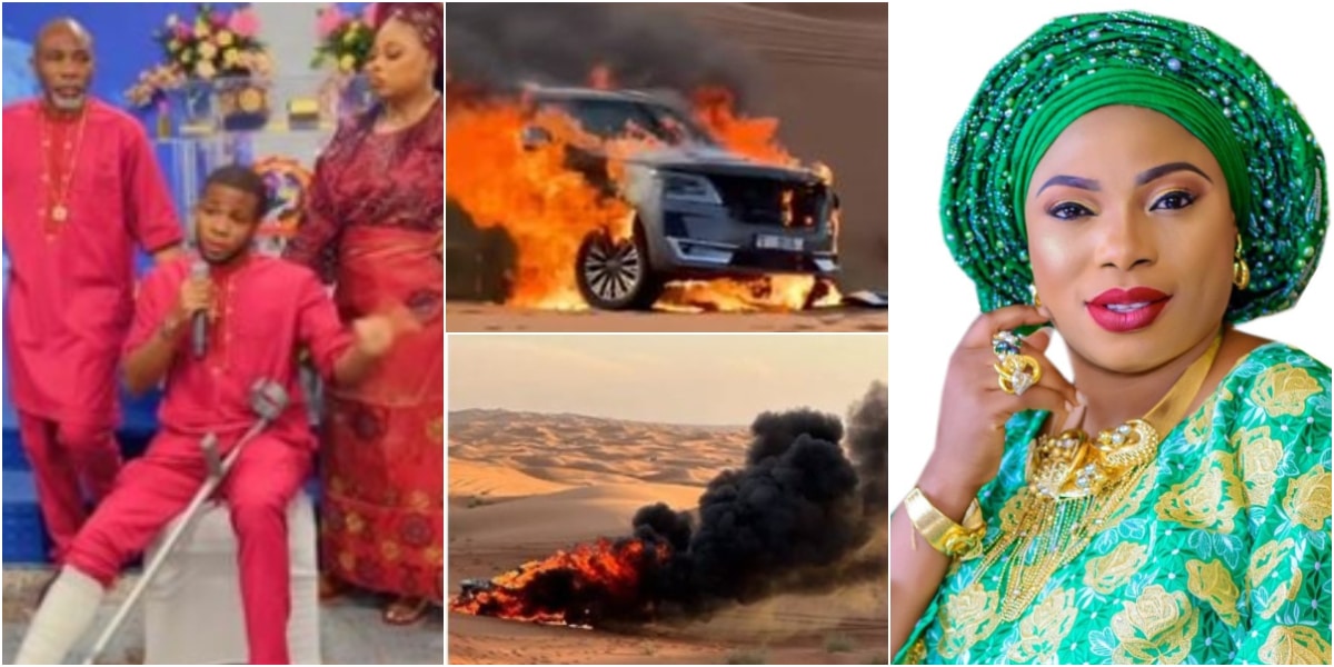 Prophetess Olubori and son escape death after their car caught fire